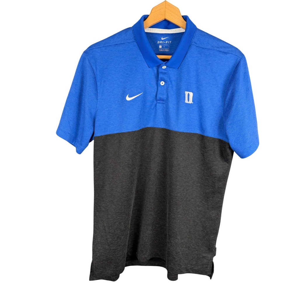 Nike Dri-FIT Duke Blue Devils Polo Shirt Mens Large Blue Grey Colorblock Logo